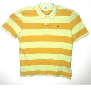 Lacoste Wide Stripe Orange and Yellow green Polo Shirt